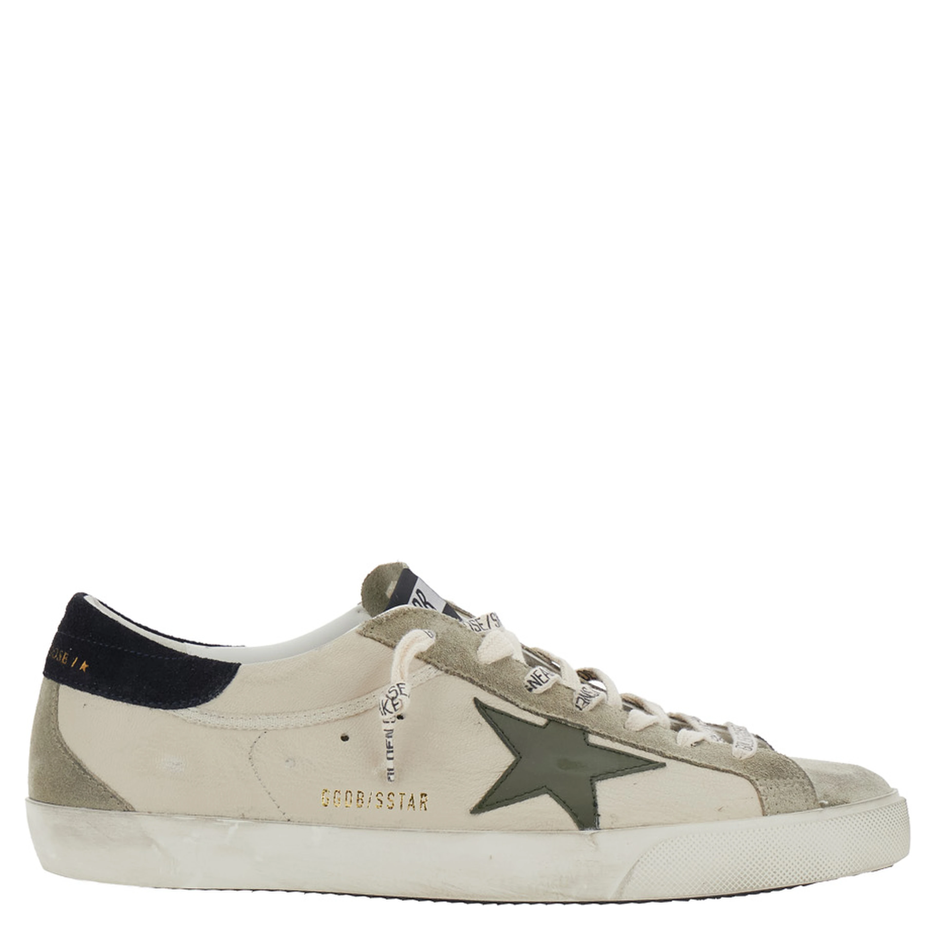 Superstar Beige Low Top Sneakers with Star Patch on the Side and Contrasting Heel with Logo Lettering in Suede for Men