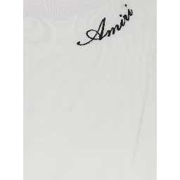 White Crew neck T-shirt with wide short sleeves and logo lettering embroidery on the neck in tech fabric for men