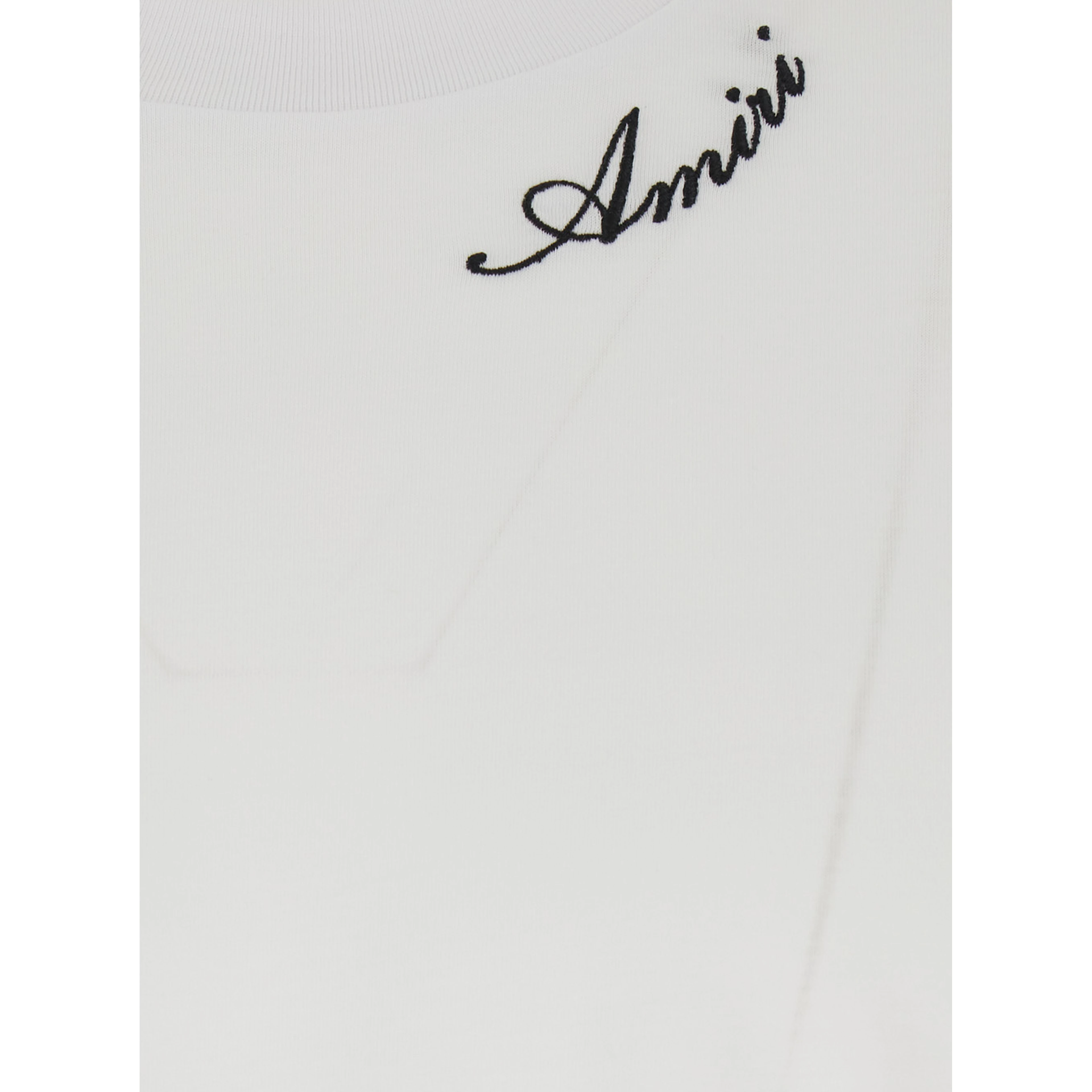 White Crew neck T-shirt with wide short sleeves and logo lettering embroidery on the neck in tech fabric for men
