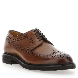 Brown Oxford Shoes with Front Laces in Leather for Men