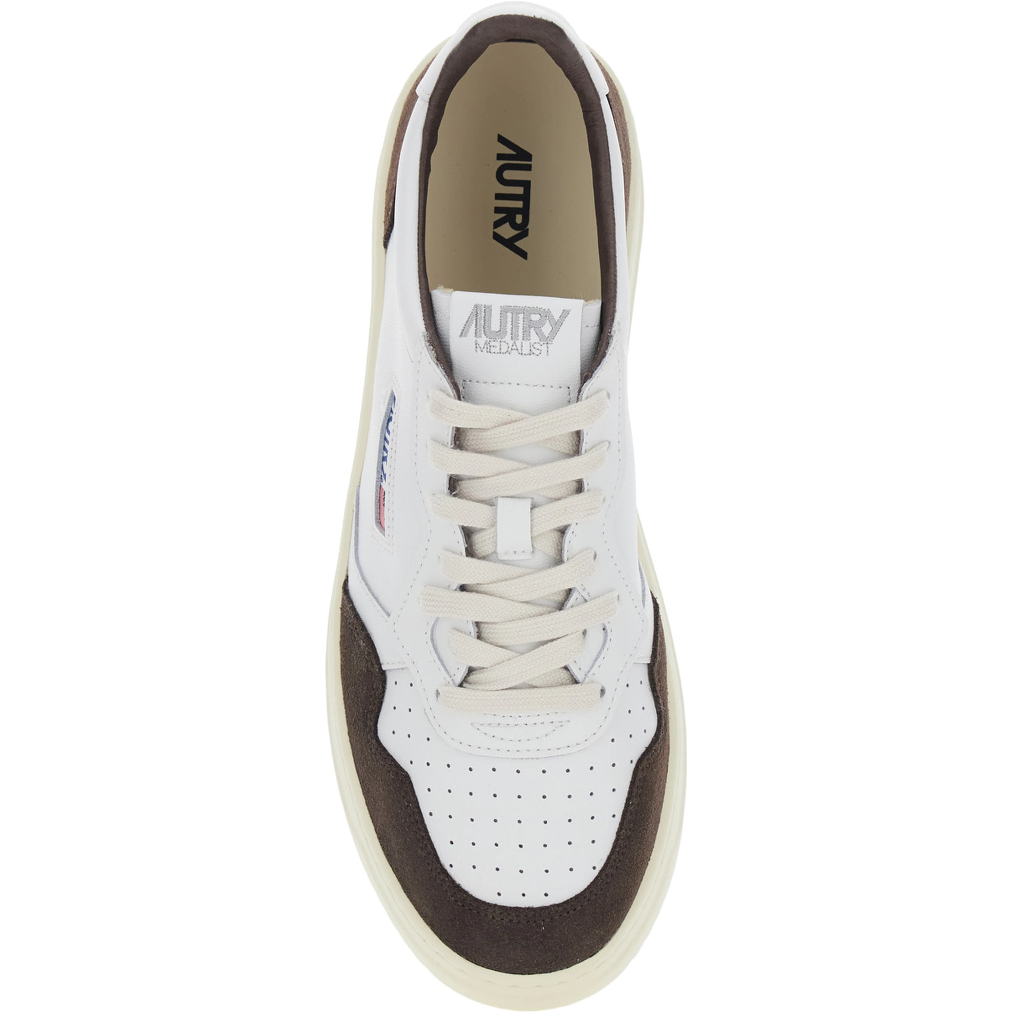 Medalist Low Brown Sneakers with Logo Patch on the Tongue and Suede Inserts in Leather for Men
