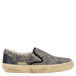 Black Low Top Sneakers with Polka Dot Motif in Leather for Women
