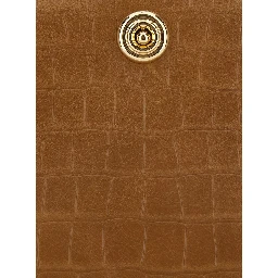Brown Clutch with adjustable shoulder strap and automatic button closure in suede for women