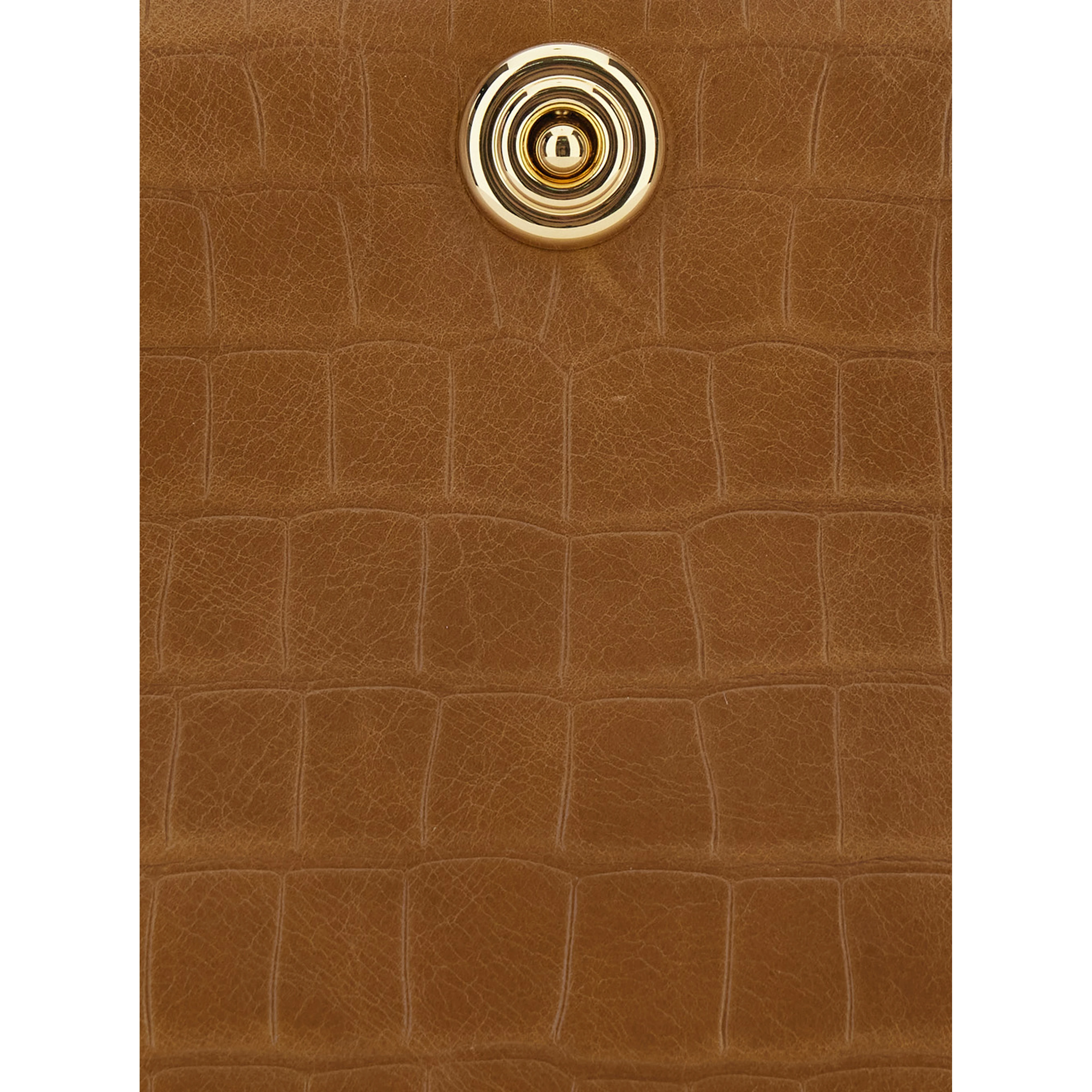 Brown Clutch with adjustable shoulder strap and automatic button closure in suede for women