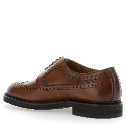 Brown Oxford Shoes with Front Laces in Leather for Men