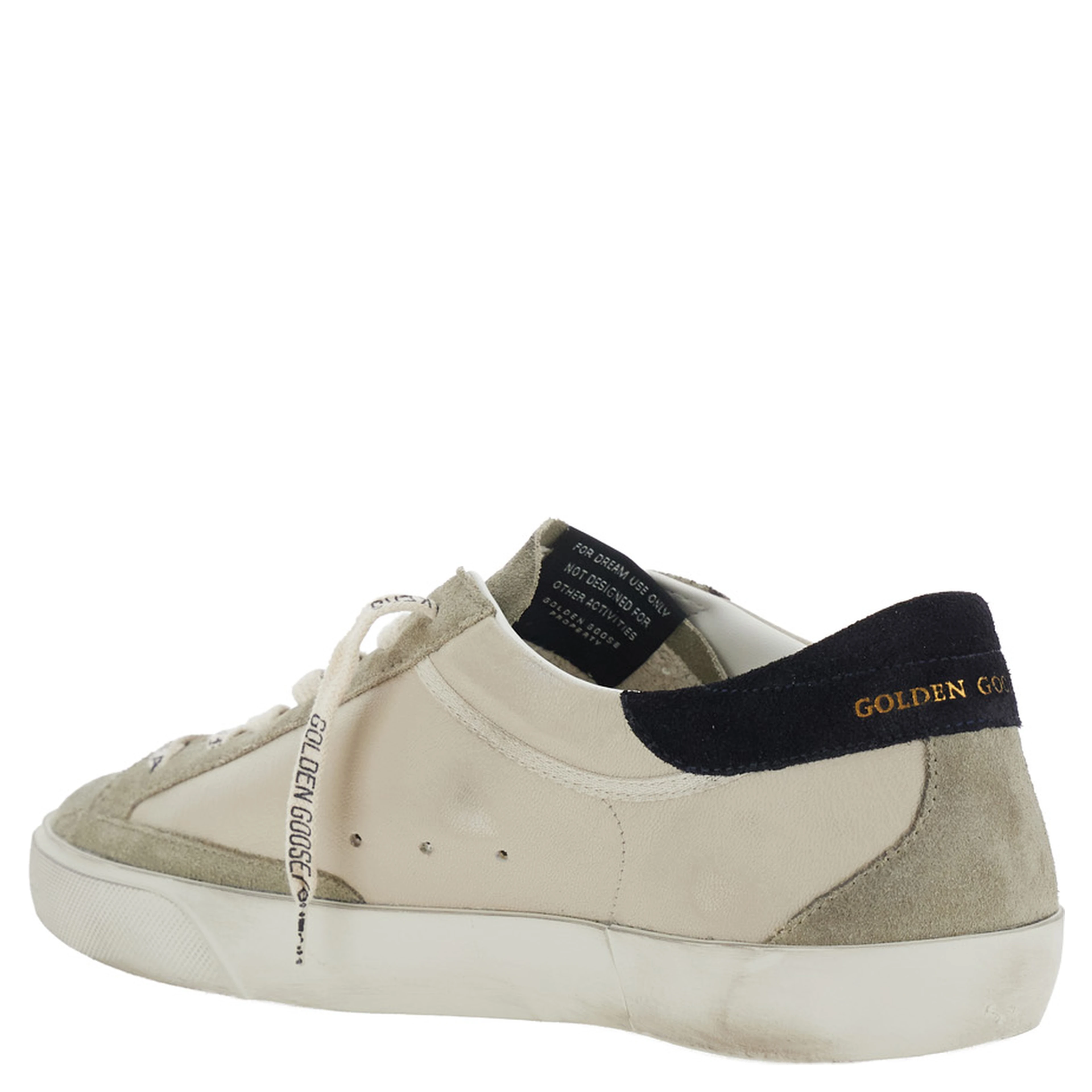 Superstar Beige Low Top Sneakers with Star Patch on the Side and Contrasting Heel with Logo Lettering in Suede for Men