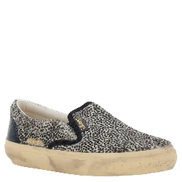Black Low Top Sneakers with Polka Dot Motif in Leather for Women