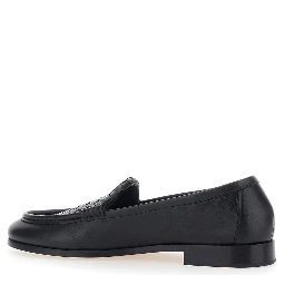 Silenzio Black loafers with Intreccio Motif on the Front in Leather for Men