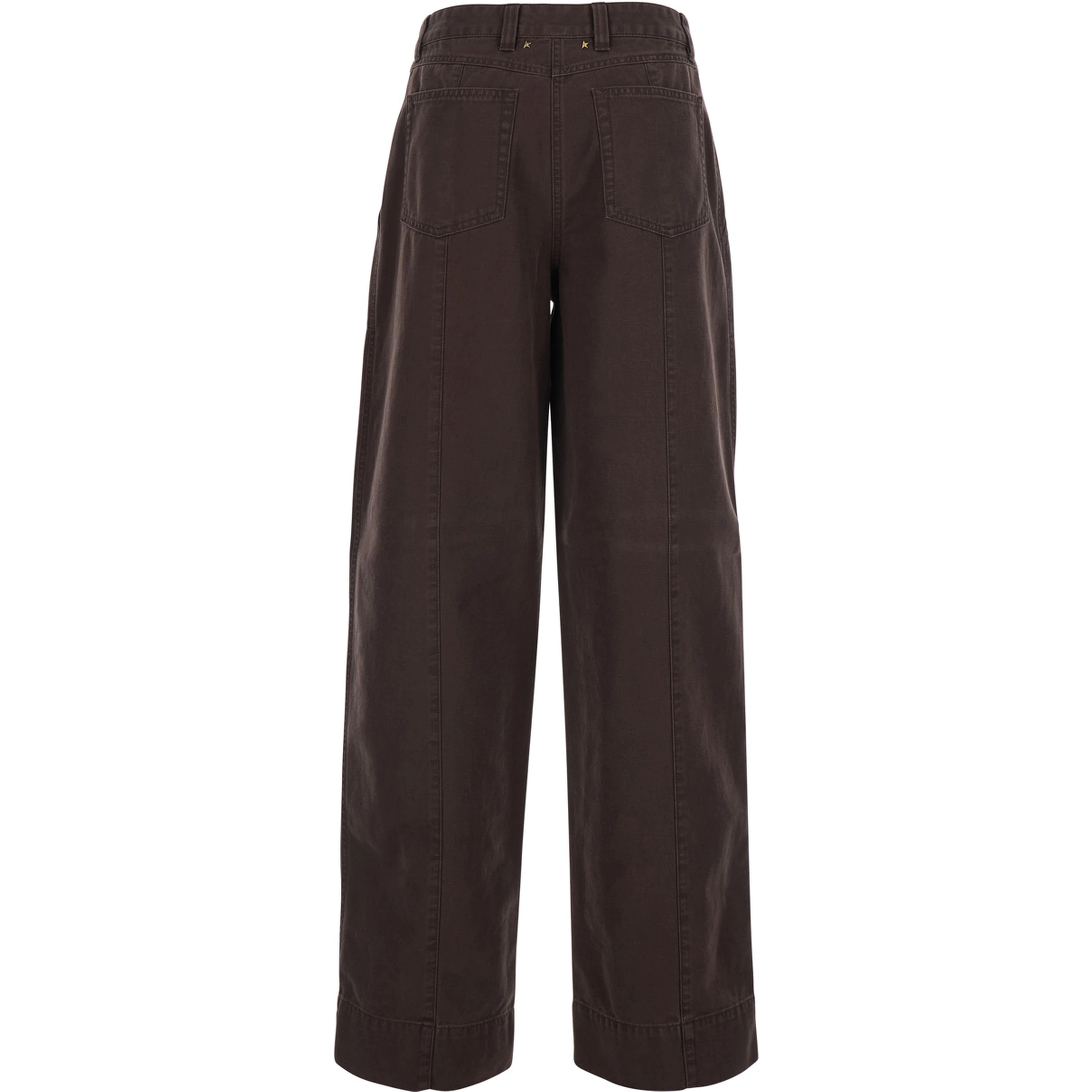 Brown Pants with Patch Pockets in Cotton for Women