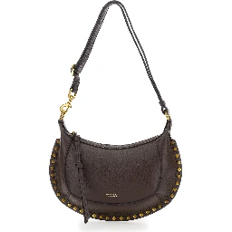 Oskan Moon Brown Crossbody bag with Half-Moon Silhouette and Logo lettering on the Front in  Leather for Women
