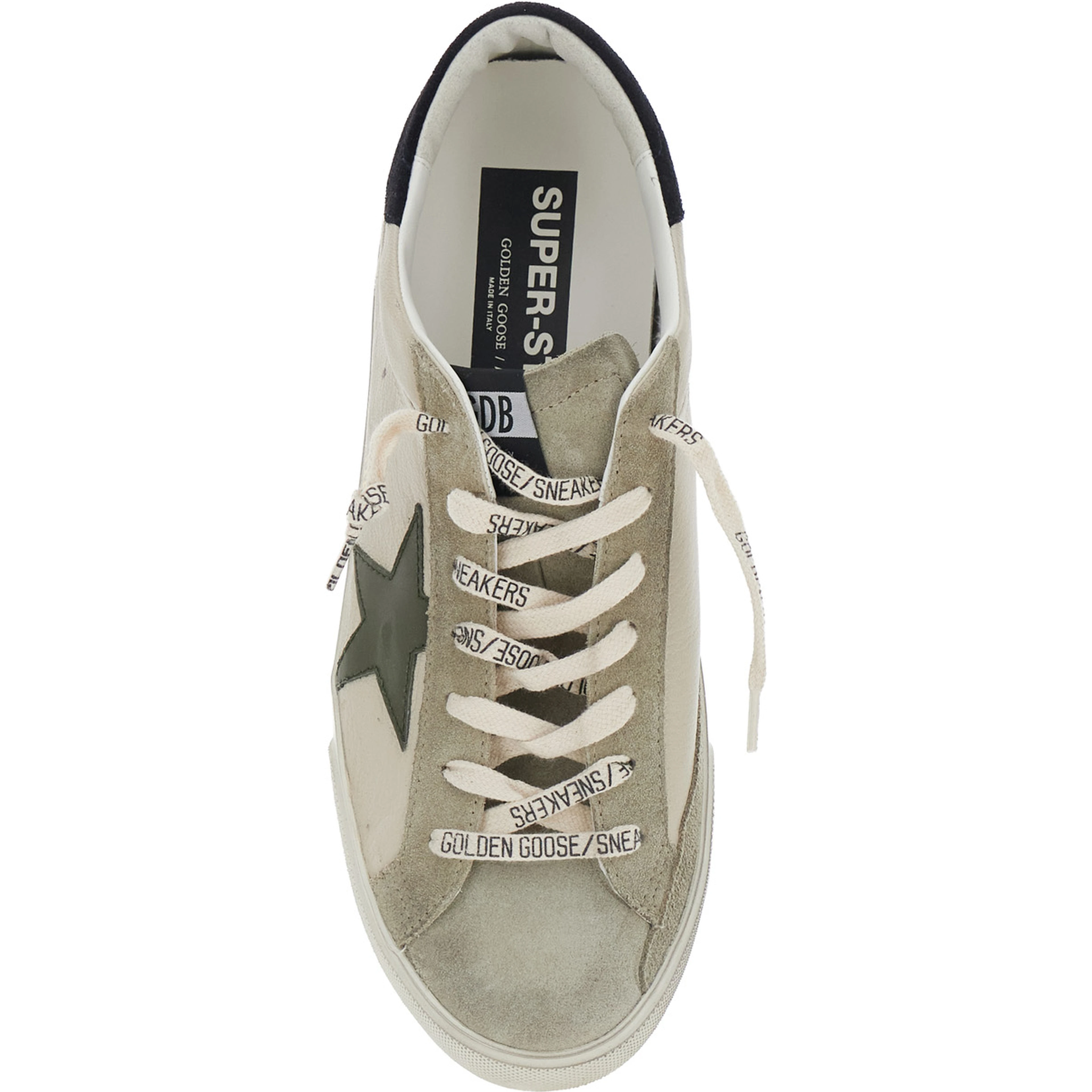 Superstar Beige Low Top Sneakers with Star Patch on the Side and Contrasting Heel with Logo Lettering in Suede for Men