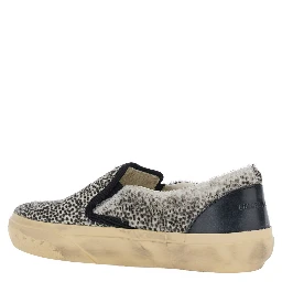 Black Low Top Sneakers with Polka Dot Motif in Leather for Women