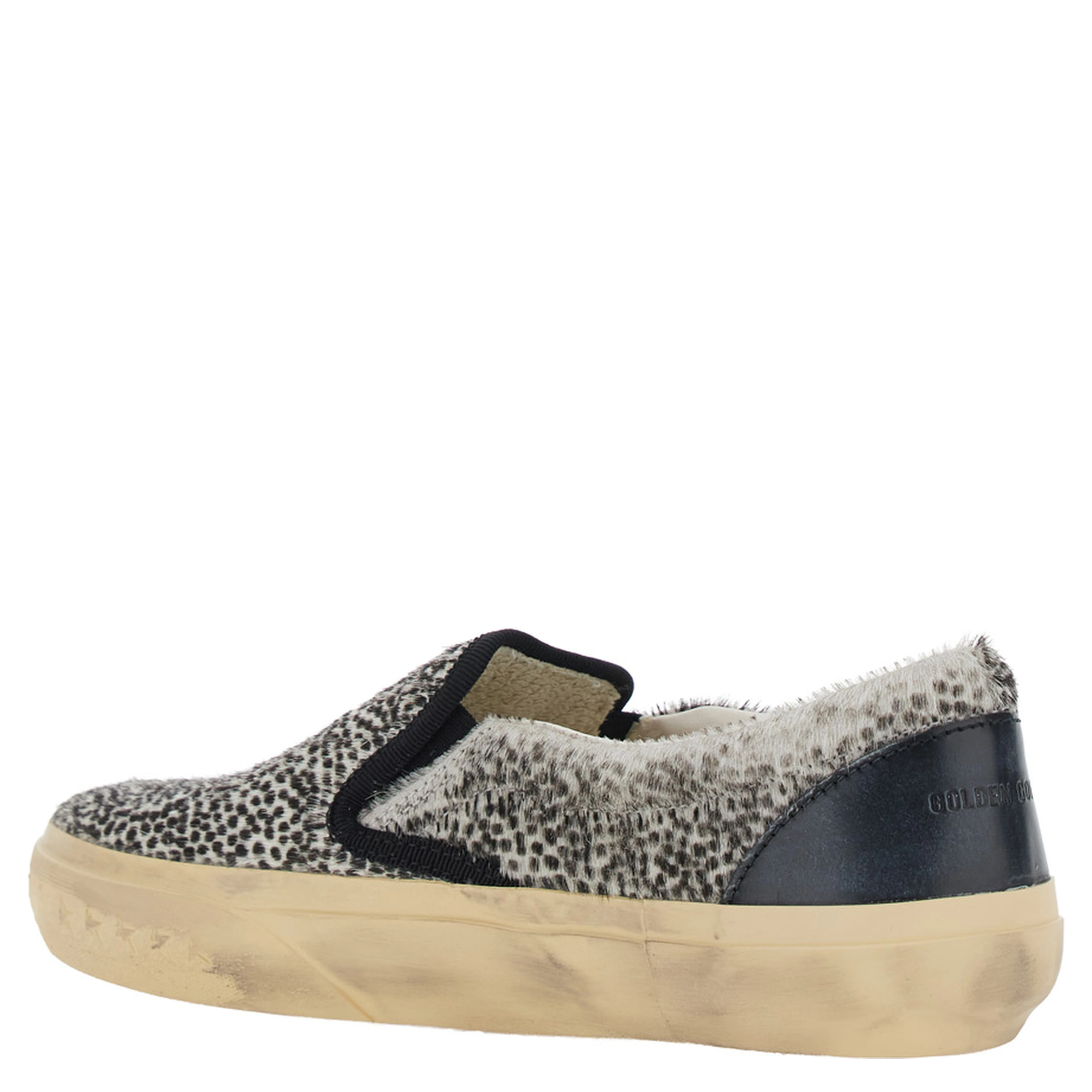 Black Low Top Sneakers with Polka Dot Motif in Leather for Women