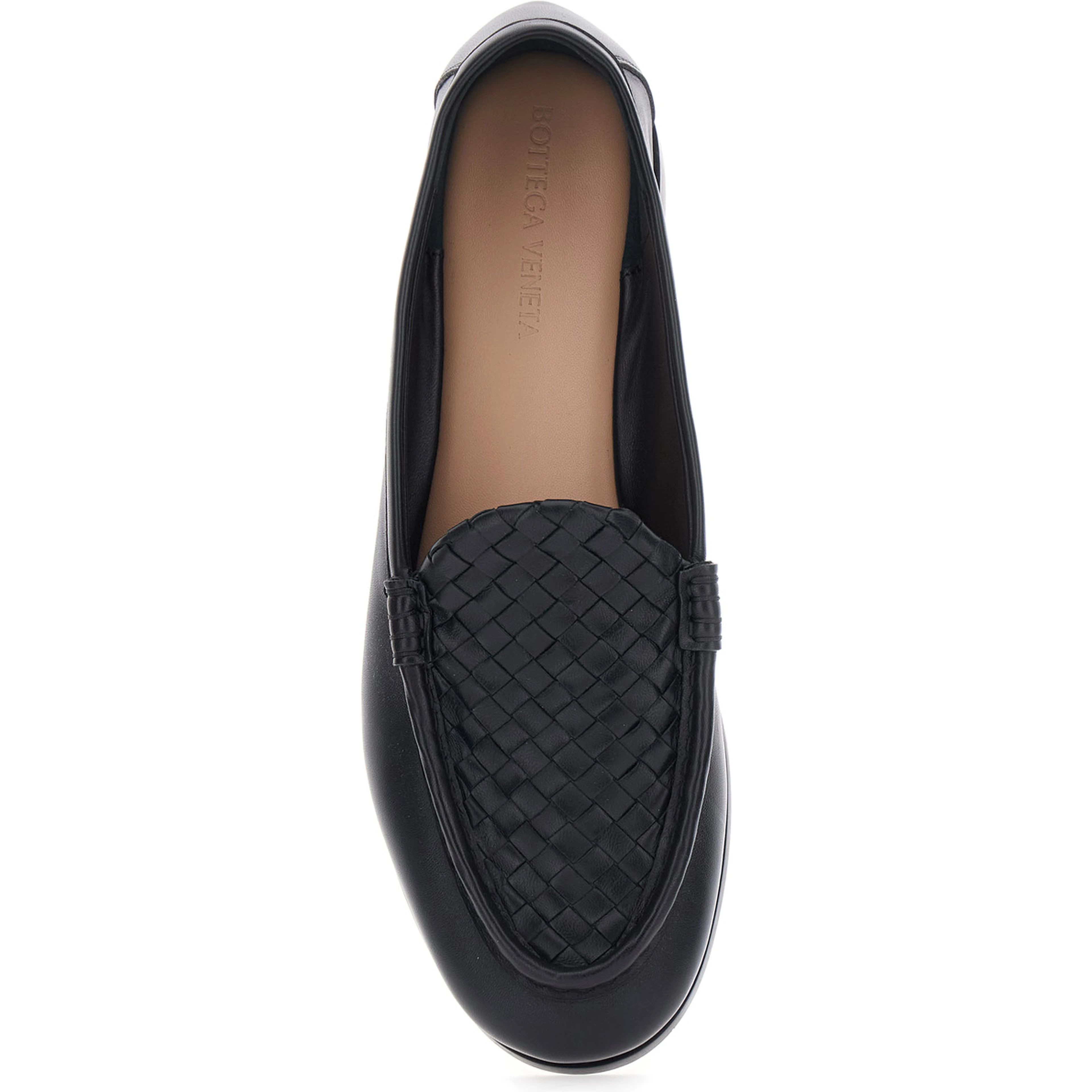 Silenzio Black loafers with Intreccio Motif on the Front in Leather for Men