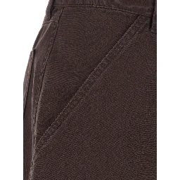 Brown Pants with Patch Pockets in Cotton for Women