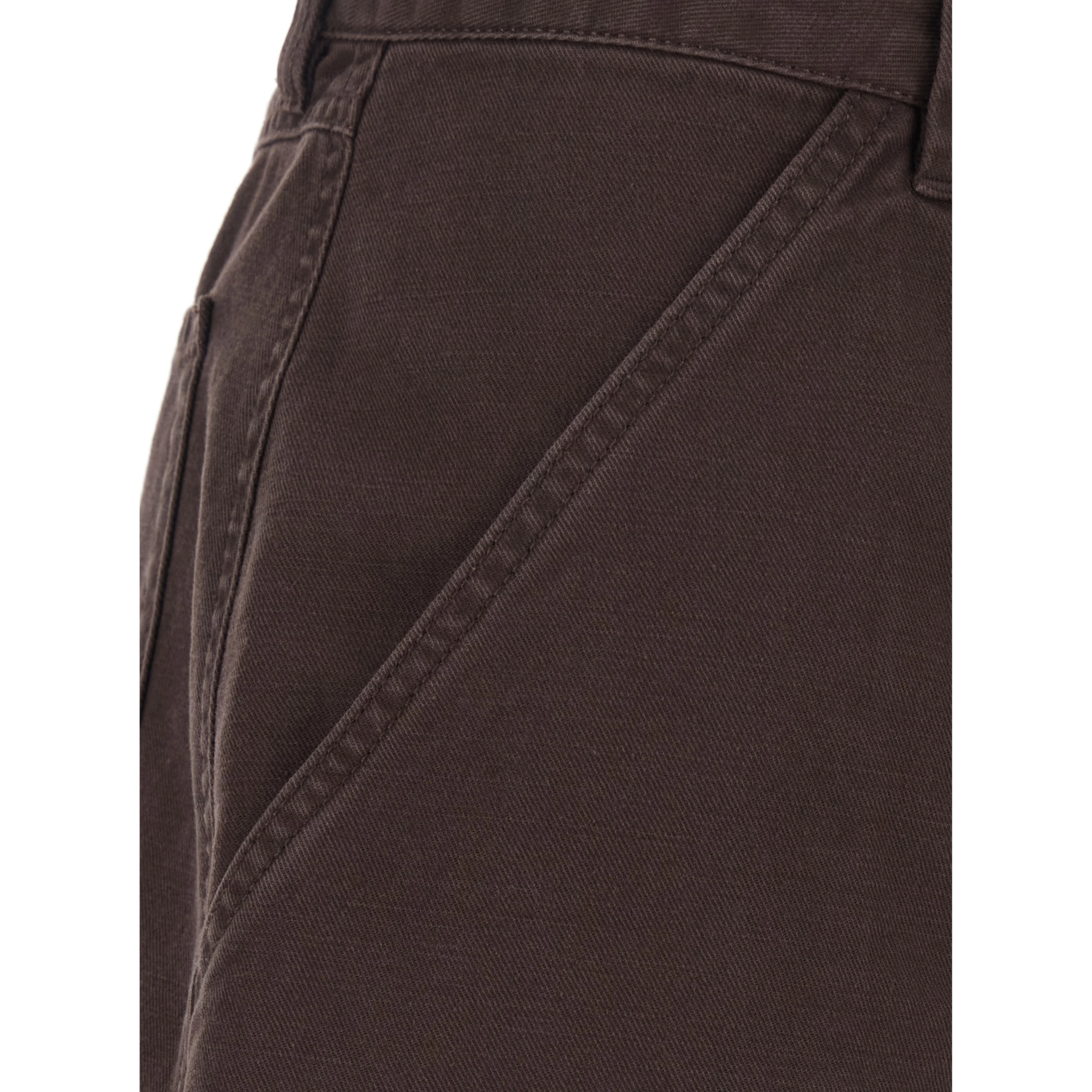 Brown Pants with Patch Pockets in Cotton for Women