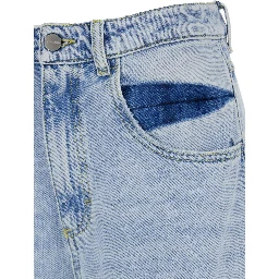 Poppy Wide Leg Jeans with frayed hems and pockets in Blue Denim unisex