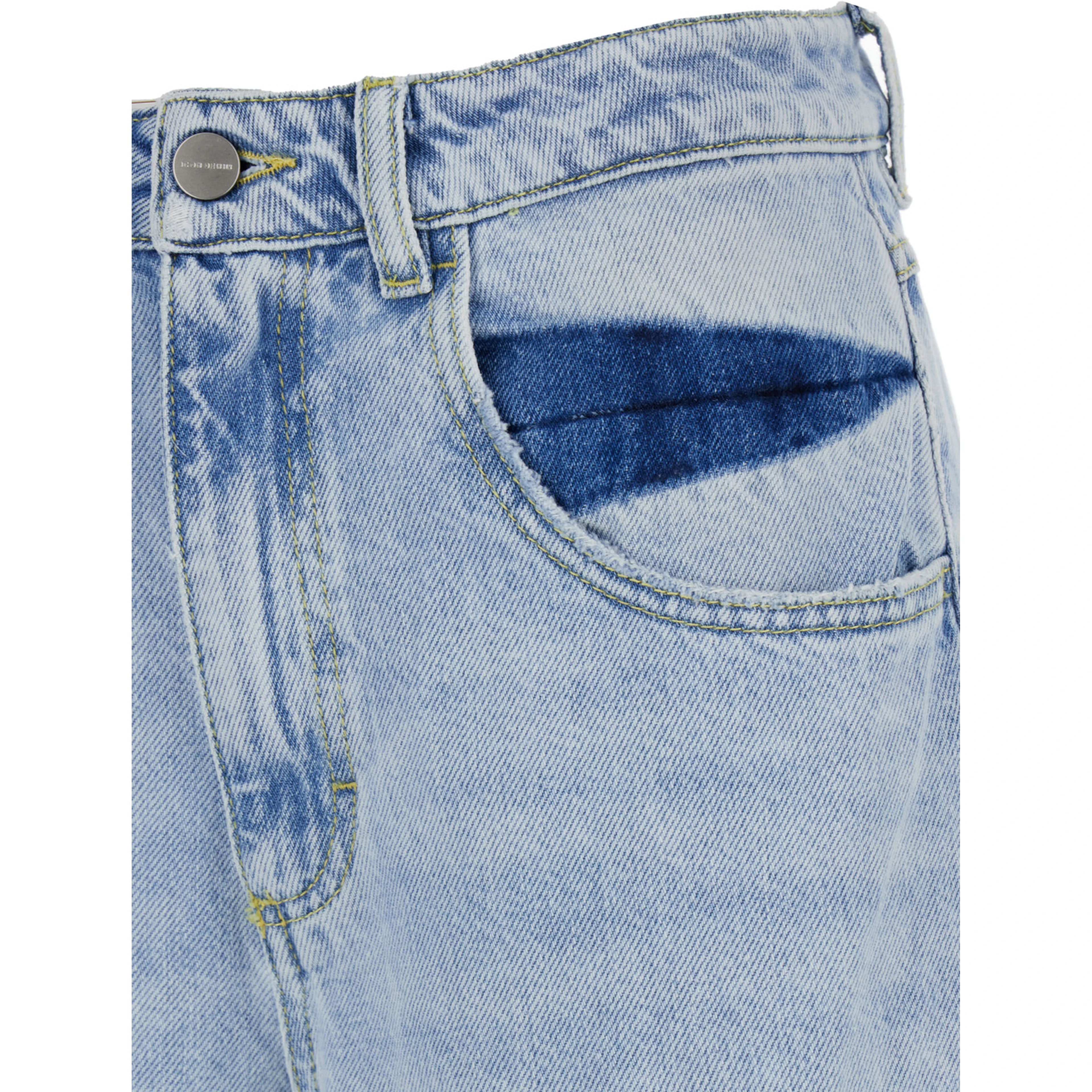 Poppy Wide Leg Jeans with frayed hems and pockets in Blue Denim unisex