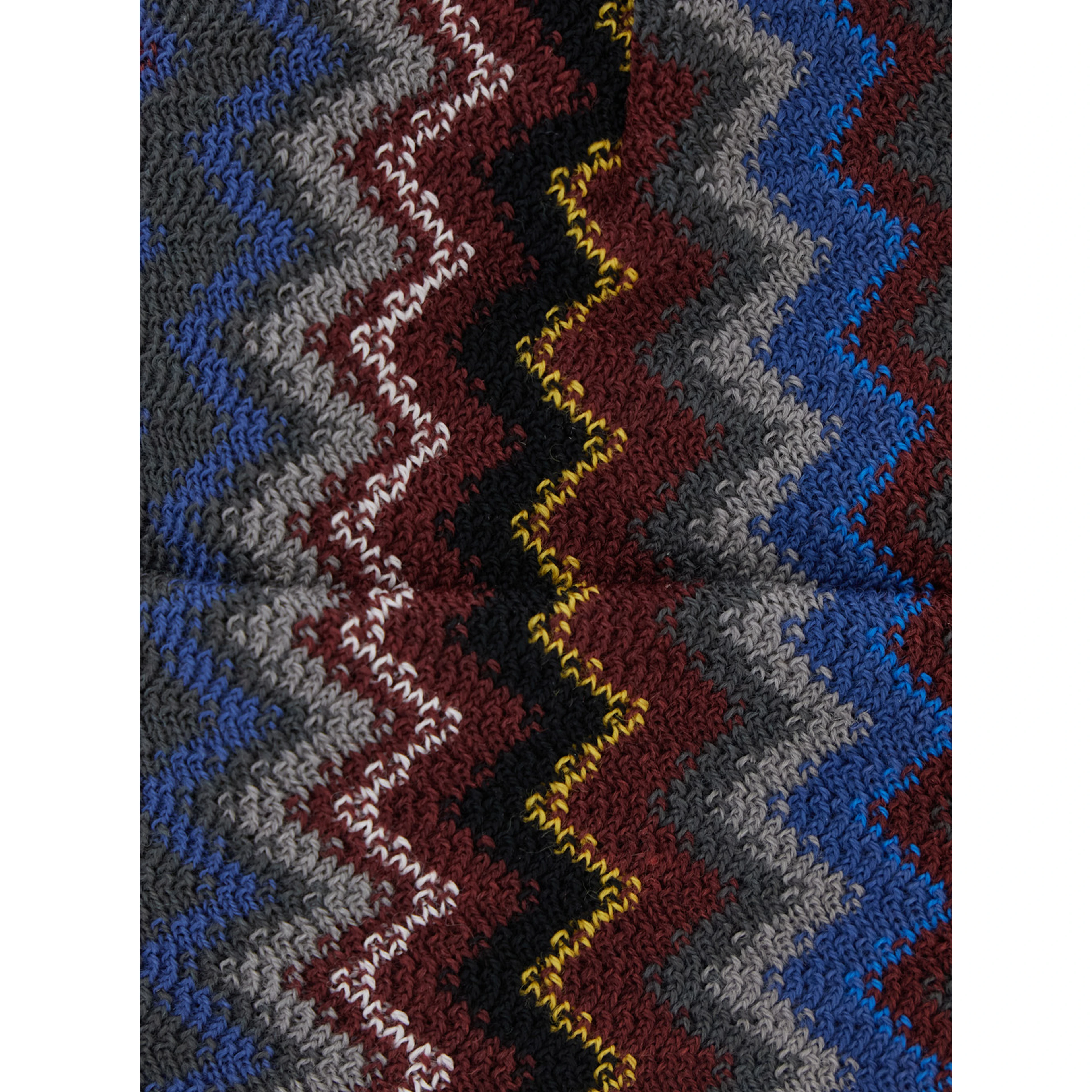 Brown beanie with turn-up brim ZigZag motif in wool blend for men