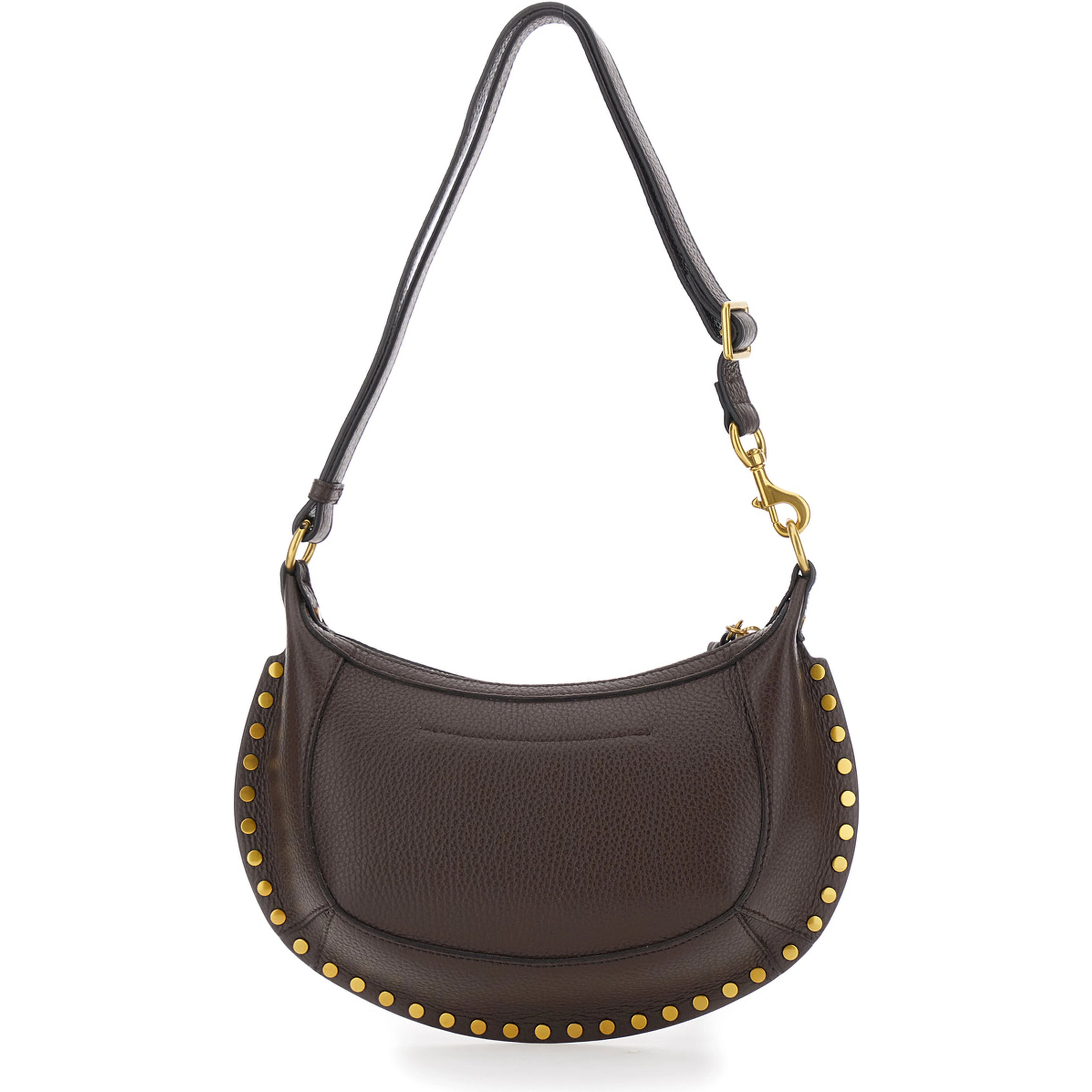 Oskan Moon Brown Crossbody bag with Half-Moon Silhouette and Logo lettering on the Front in  Leather for Women