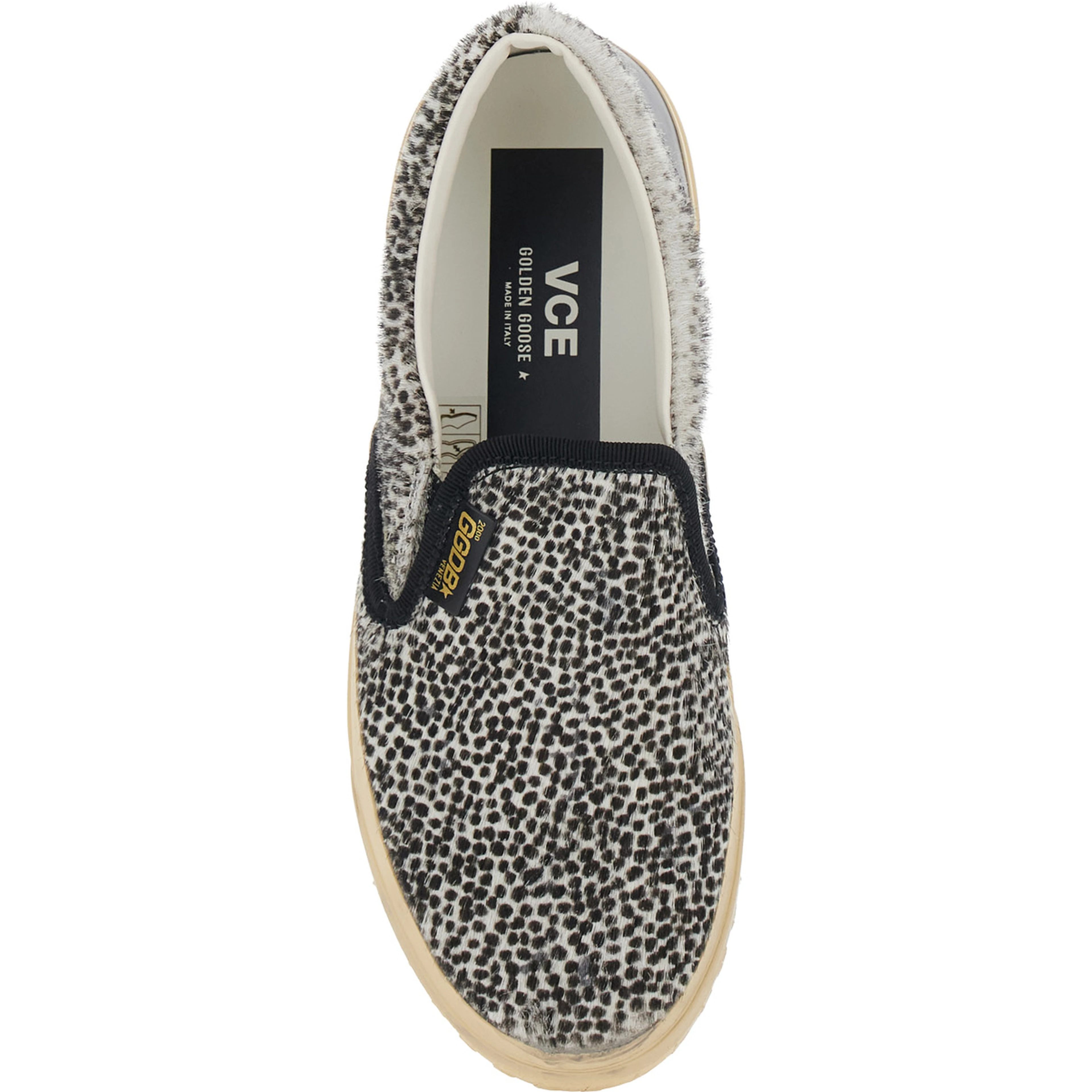 Black Low Top Sneakers with Polka Dot Motif in Leather for Women