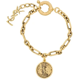 Gold-colored Chain Bracelet with Cassandre Charm in Brass for Women