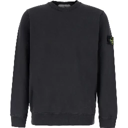 Gray Crewneck sweatshirt with logo patch on the sleeve in cotton for men