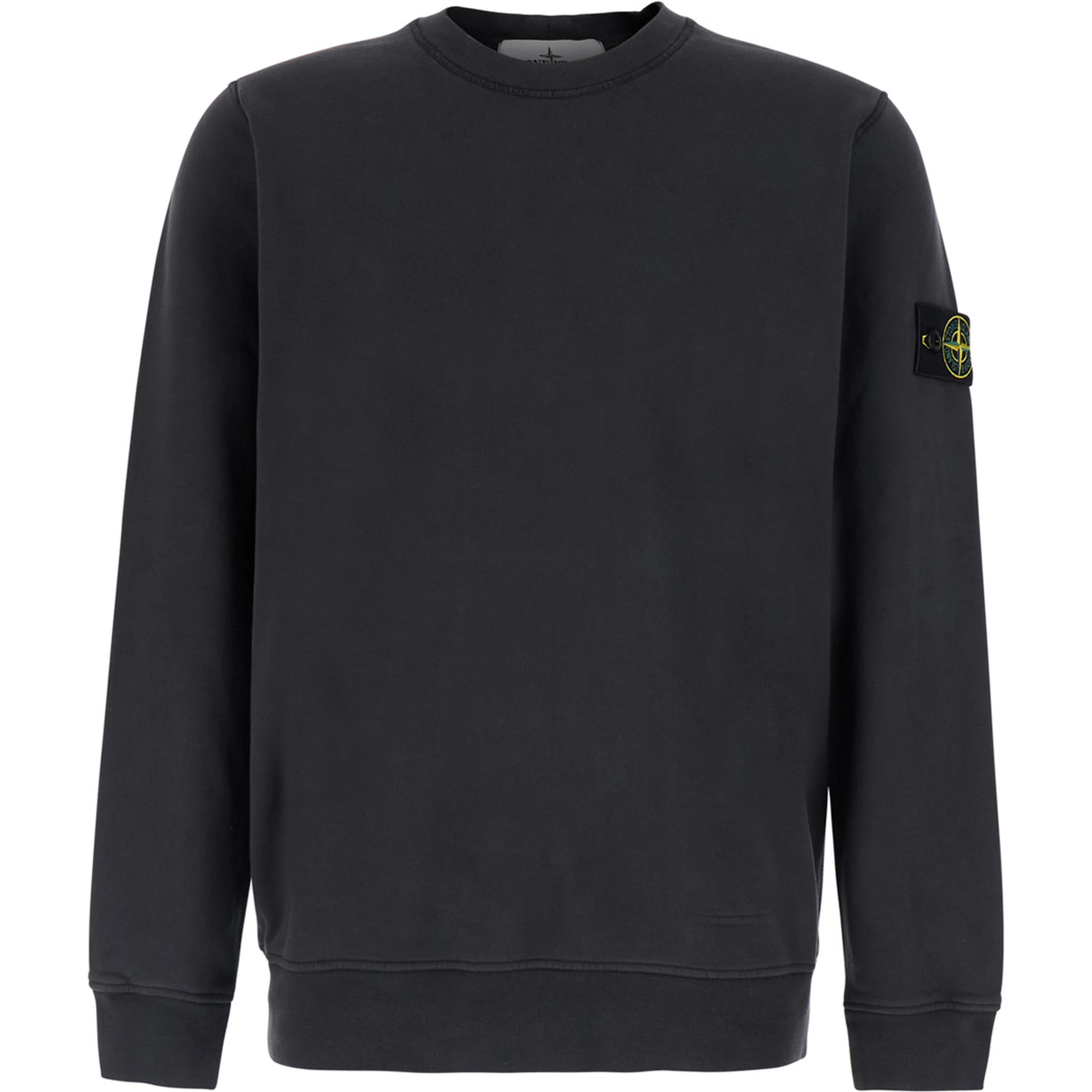 Gray Crewneck sweatshirt with logo patch on the sleeve in cotton for men