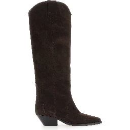 Denvee Brown Boots with Medium Heel in Suede for Women