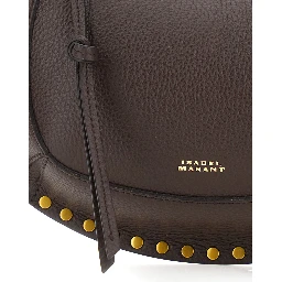 Oskan Moon Brown Crossbody bag with Half-Moon Silhouette and Logo lettering on the Front in  Leather for Women