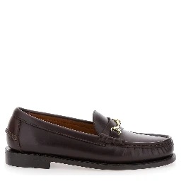 Loafers with Horsebit on the Front in Bordeaux Leather for Women