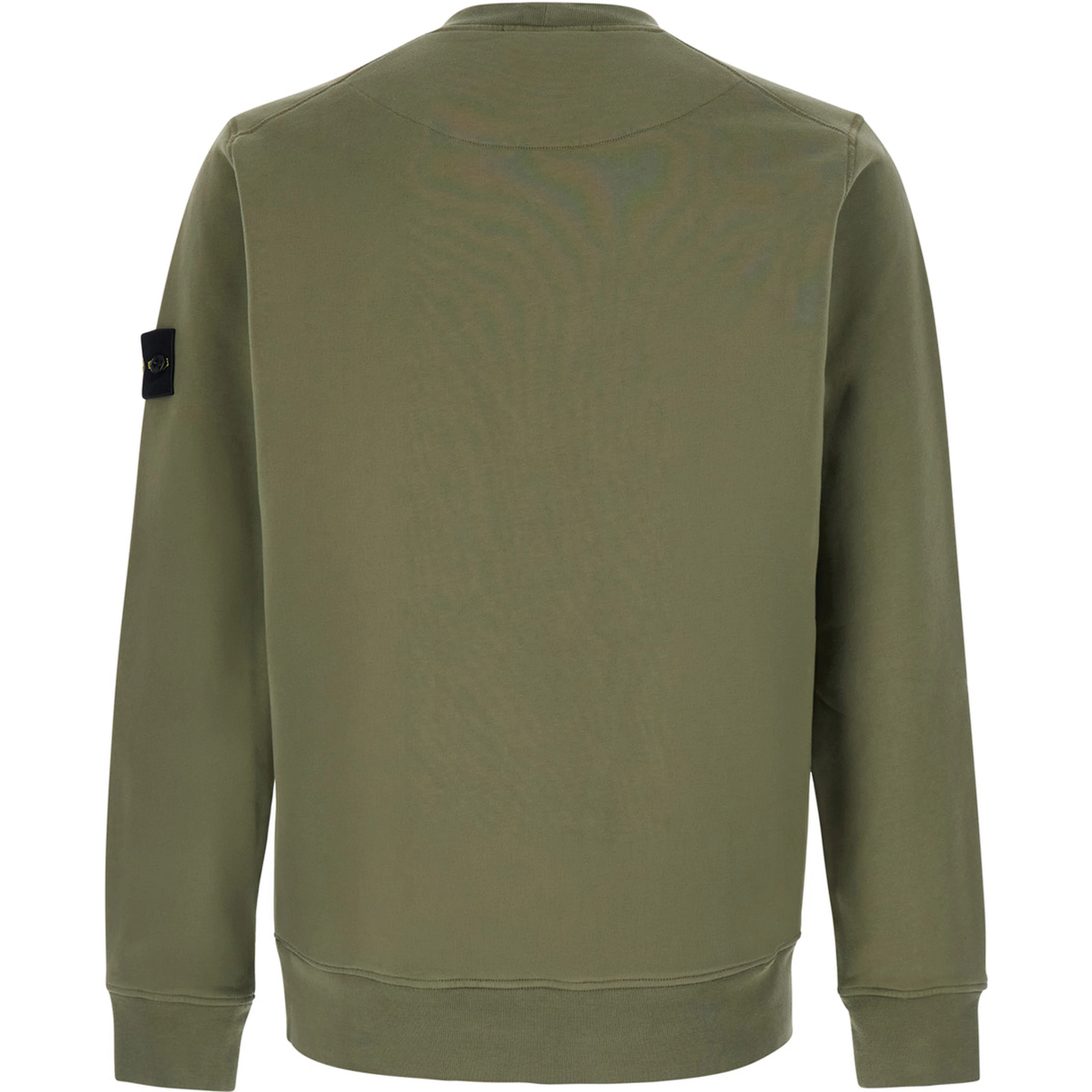 green Crewneck sweatshirt with logo patch on the sleeve in cotton for men