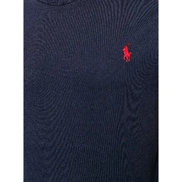 T-Shirt with Round Neck and Embroidered Pony Logo on the Front in Blue Cotton for Men