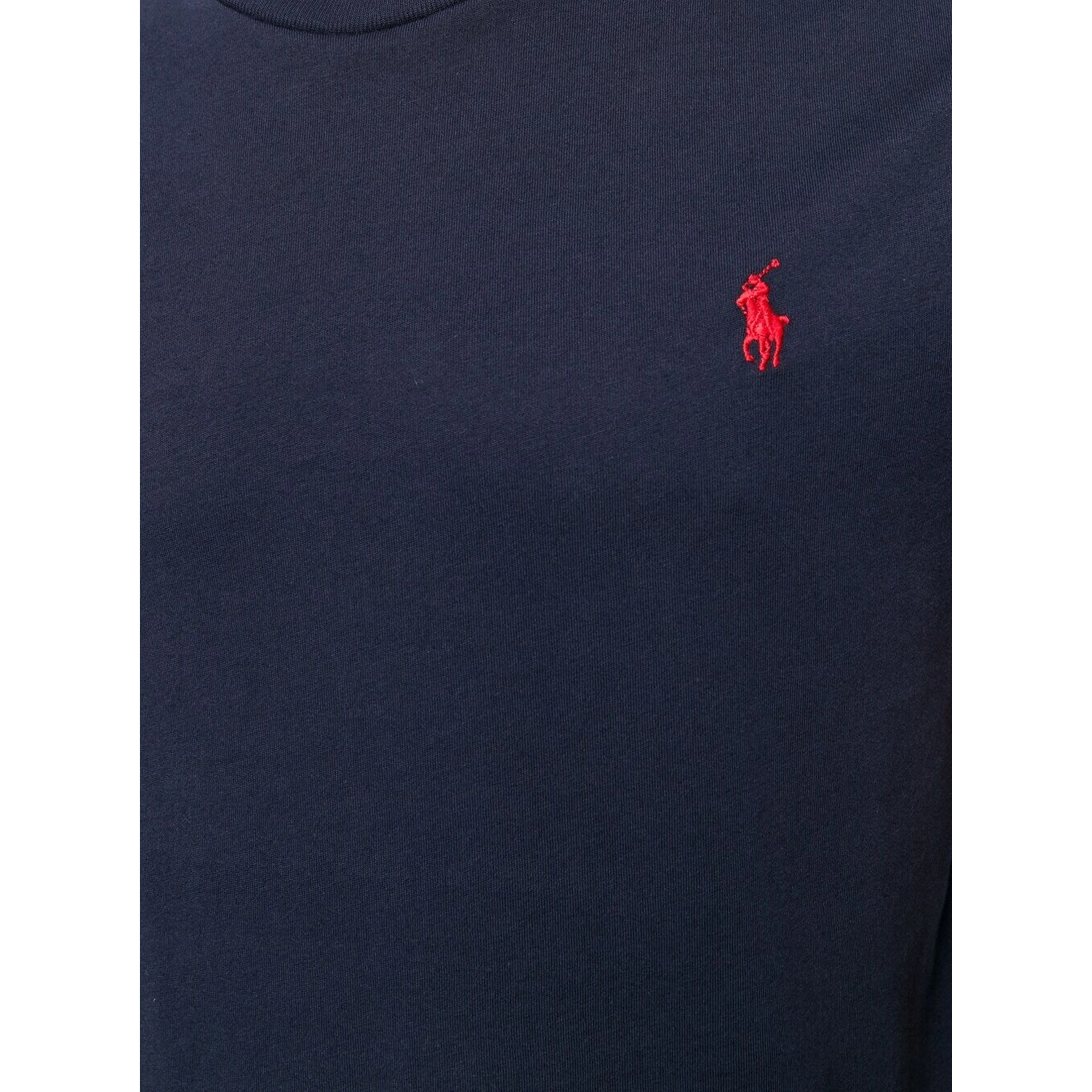 T-Shirt with Round Neck and Embroidered Pony Logo on the Front in Blue Cotton for Men