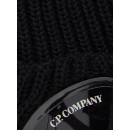 Hat with Googles Detail and Wool Knit in Black for Men
