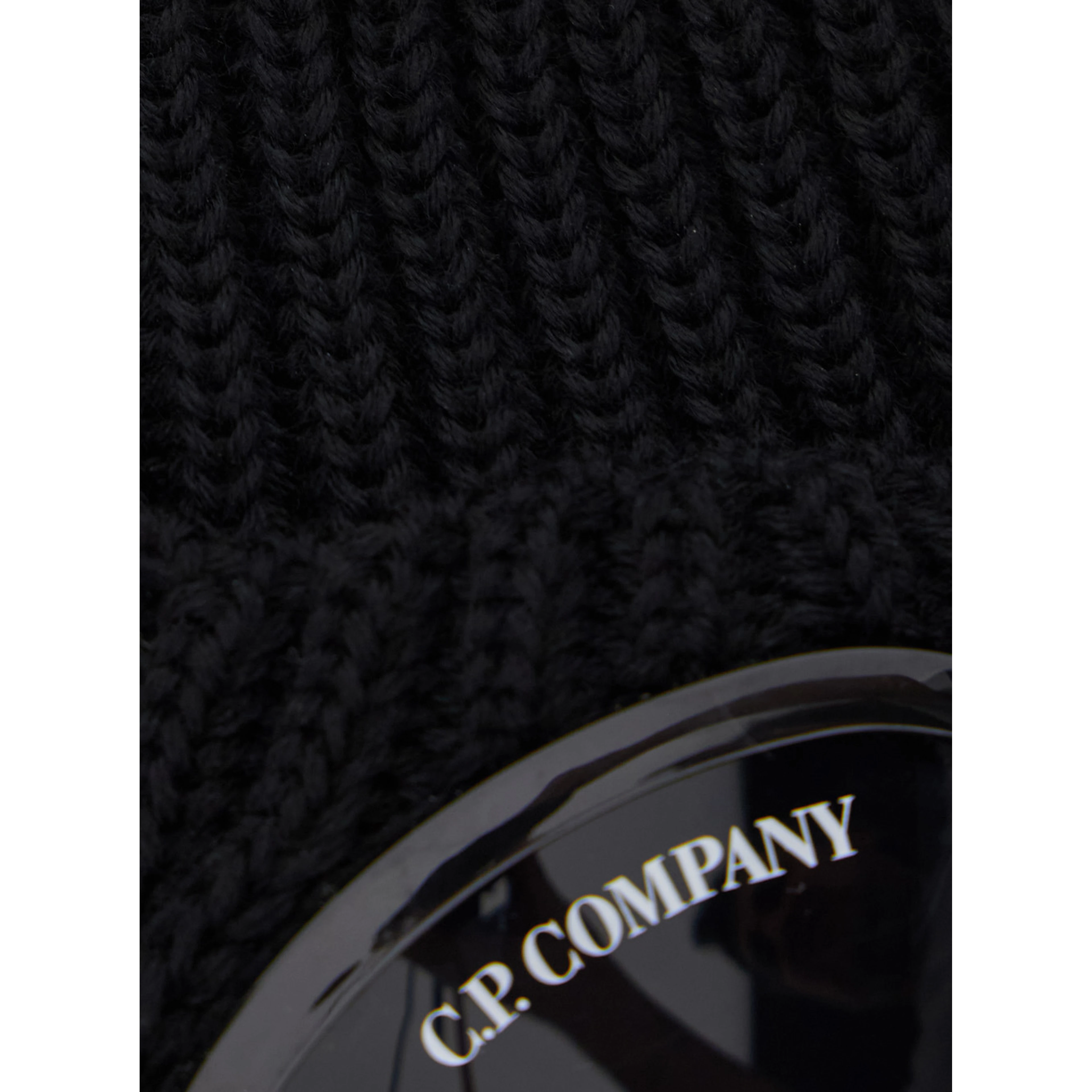 Hat with Googles Detail and Wool Knit in Black for Men