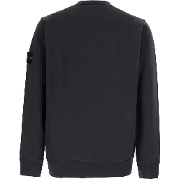 Gray Crewneck sweatshirt with logo patch on the sleeve in cotton for men
