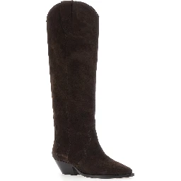 Denvee Brown Boots with Medium Heel in Suede for Women