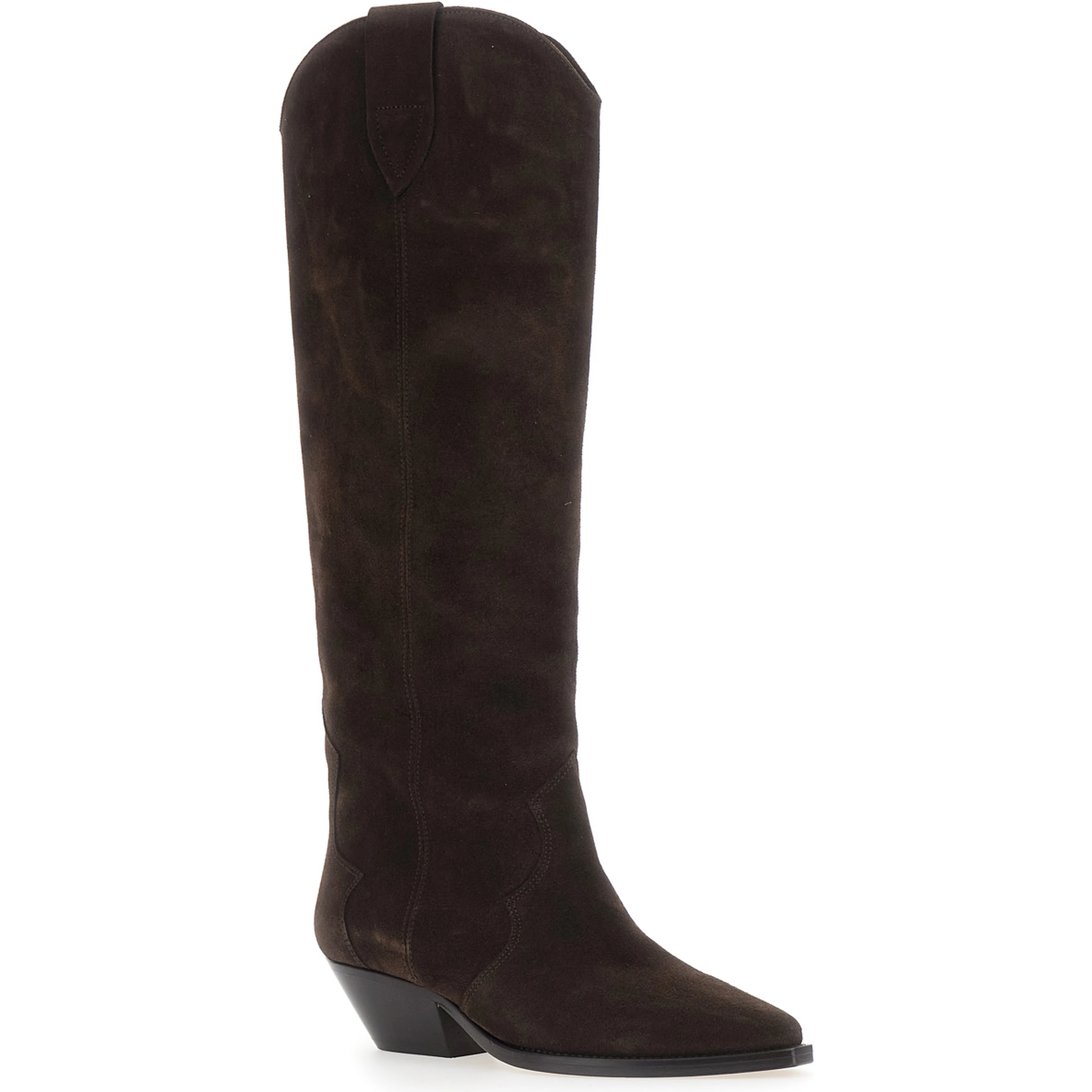 Denvee Brown Boots with Medium Heel in Suede for Women