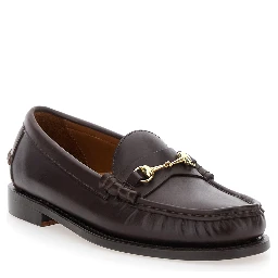 Loafers with Horsebit on the Front in Bordeaux Leather for Women