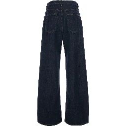 The Off-Duty Drawstring Bow Blue Jeans with Drawstring Waist and Wide Leg in Denim for Women