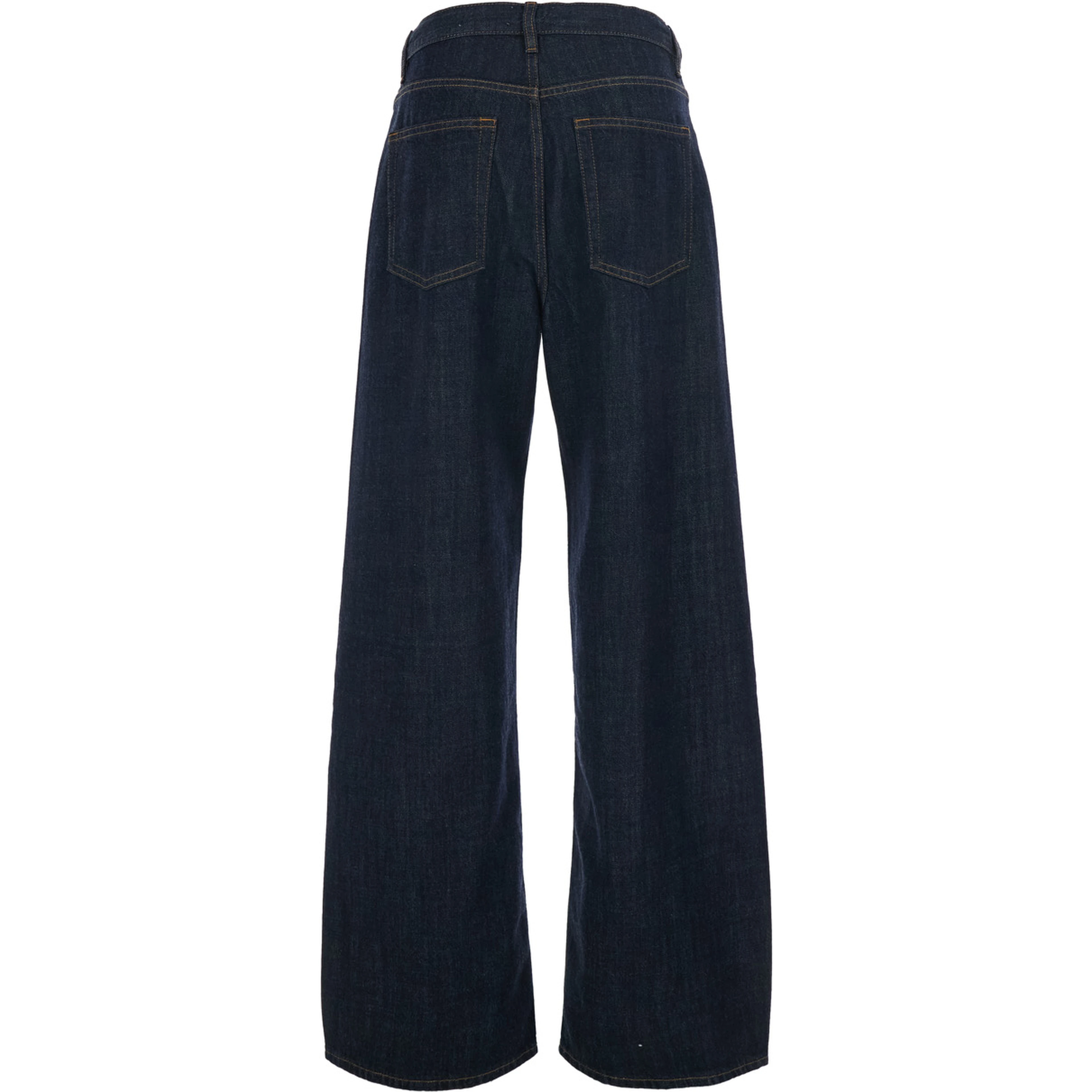 The Off-Duty Drawstring Bow Blue Jeans with Drawstring Waist and Wide Leg in Denim for Women