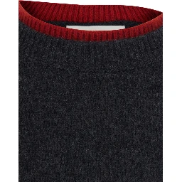 OTIS Grey Sweater with Contrasting Collar in Cashmere for Women