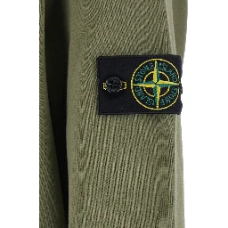 green Crewneck sweatshirt with logo patch on the sleeve in cotton for men