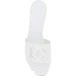 White Mules with Low Heel and DG Millennials in Smooth Leather for Women