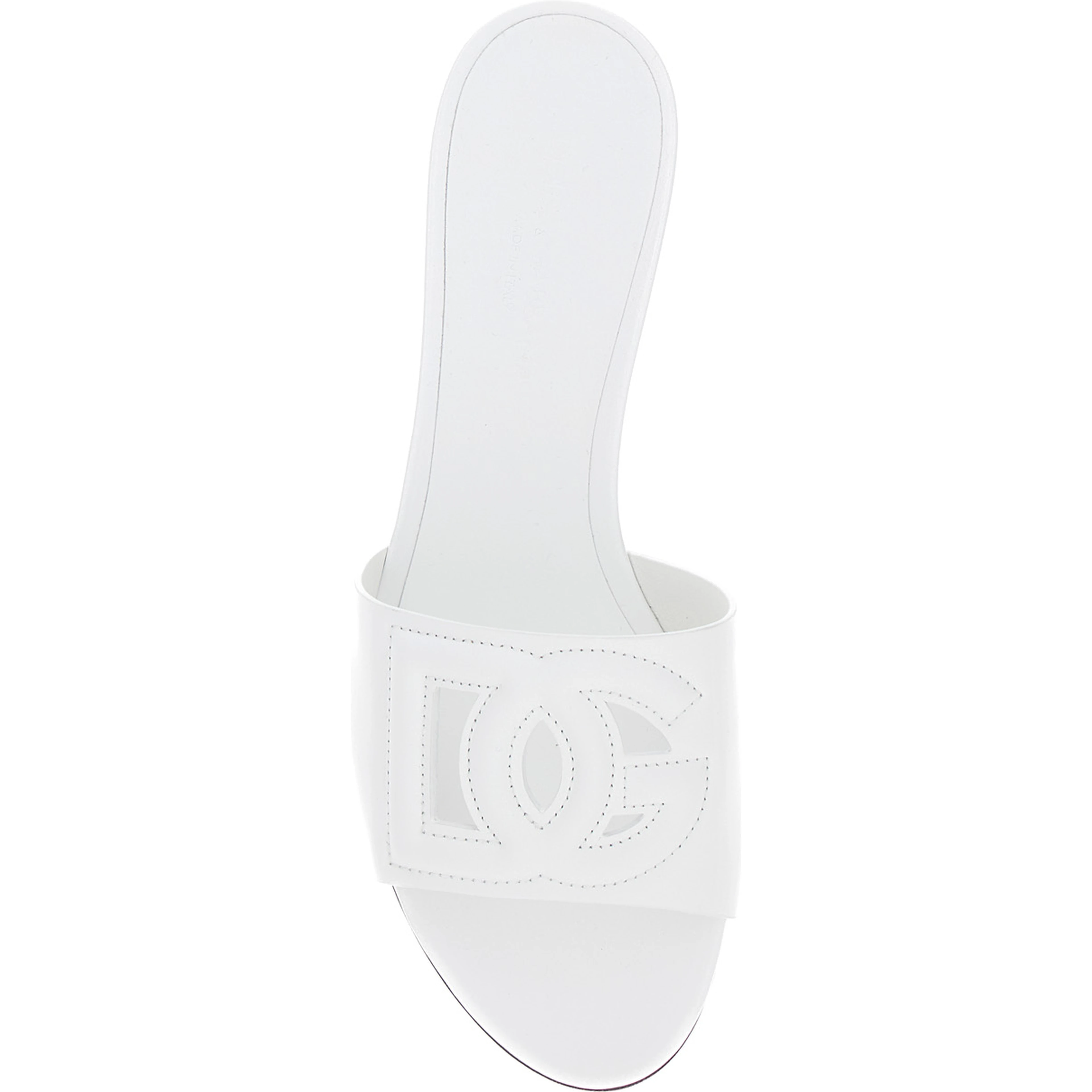 White Mules with Low Heel and DG Millennials in Smooth Leather for Women