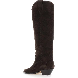 Denvee Brown Boots with Medium Heel in Suede for Women