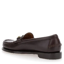 Loafers with Horsebit on the Front in Bordeaux Leather for Women
