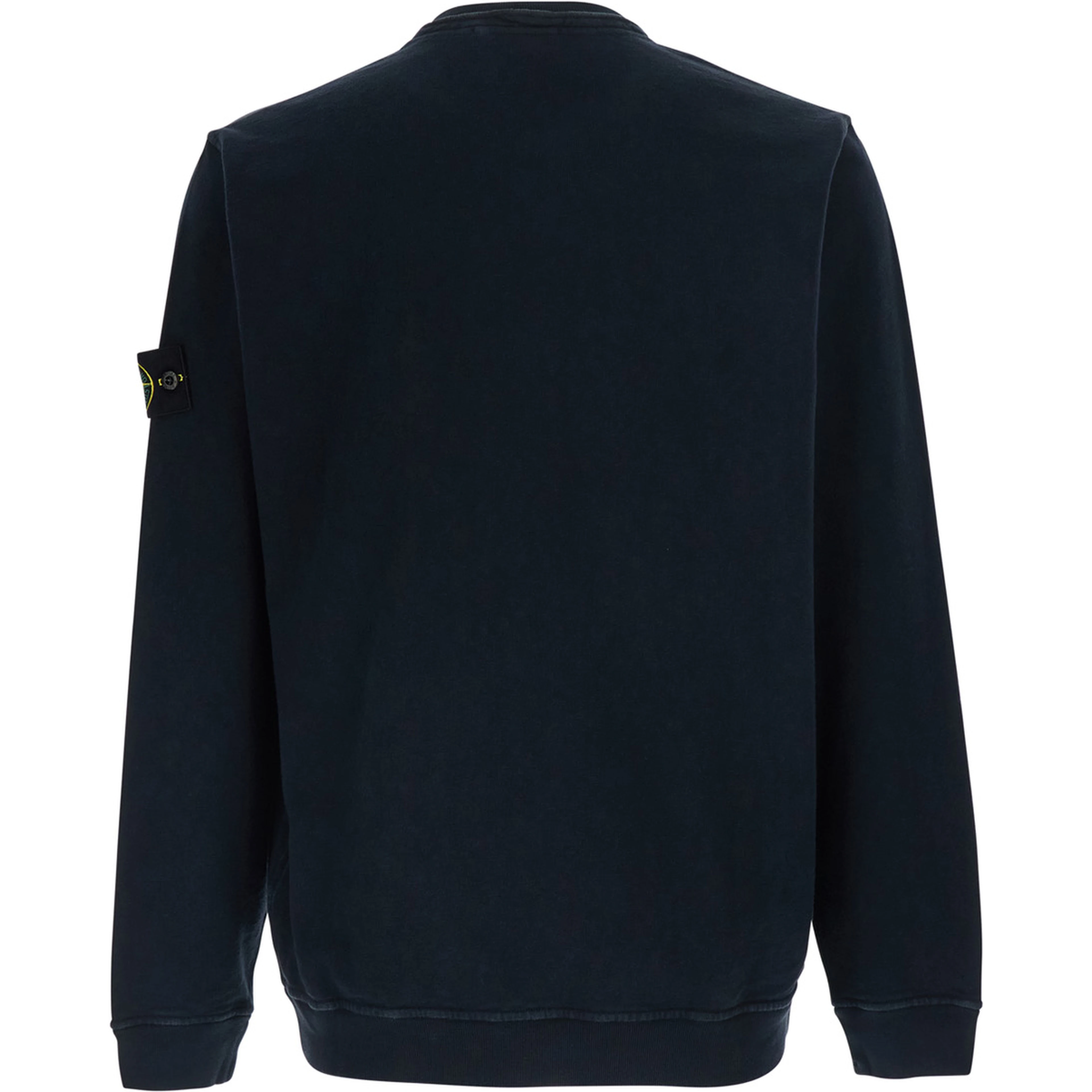 Blue Crewneck Sweatshirt with Dropped Shoulders and Logo Patch on the Sleeve in Cotton for Men
