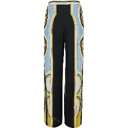Club Multicolor Pants with Elasticated Waist and All-Over Geometric Print in Silk for Women